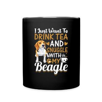 Tee Trinken Und Kuscheln Mit Beagle - Tasse einfarbig - Schwarz - Vorne