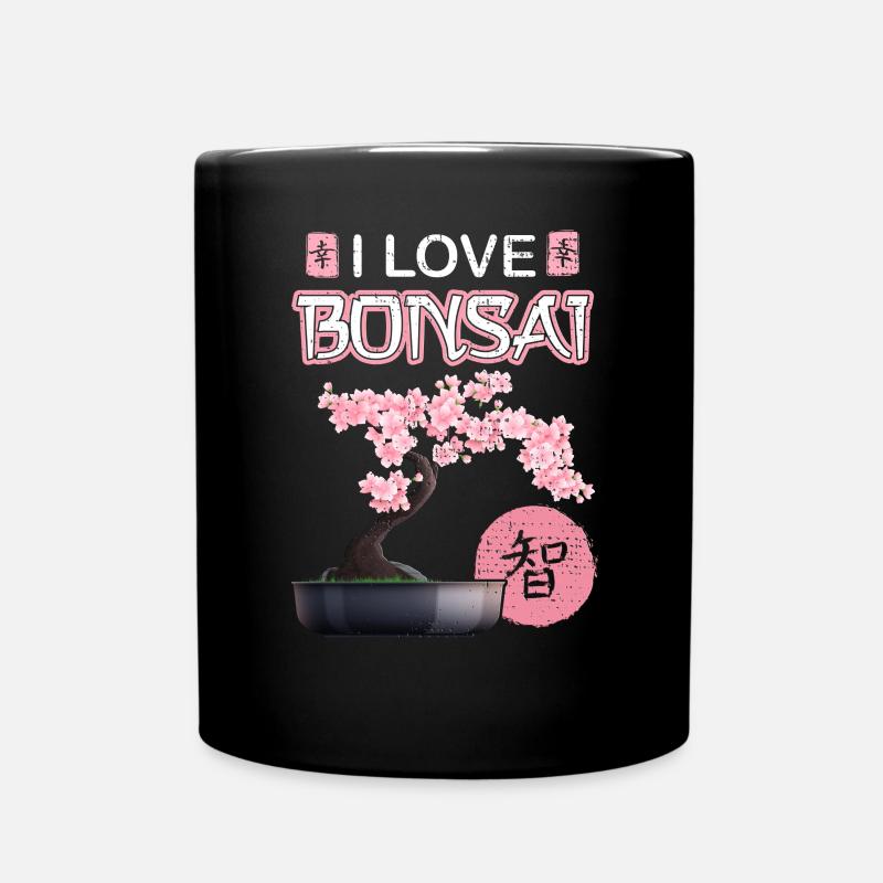 Bonsai Japanese Cherry Blossom Saying Gift Idea - Full Colour Mug - black