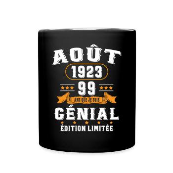 99 Ans Anniversaire Vintage Né(e) en Août 1923 - Mug uni - noir - Devant