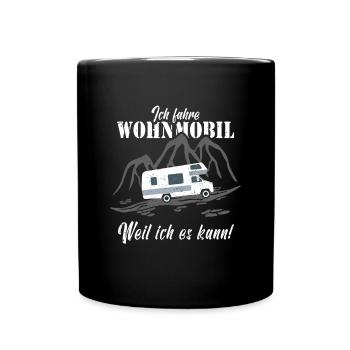 Ich fahre Wohnmobil - Tasse einfarbig - Schwarz - Vorne