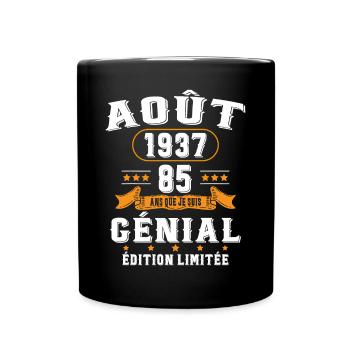 85 Ans Anniversaire Vintage Né(e) en Août 1937 - Mug uni - noir - Devant