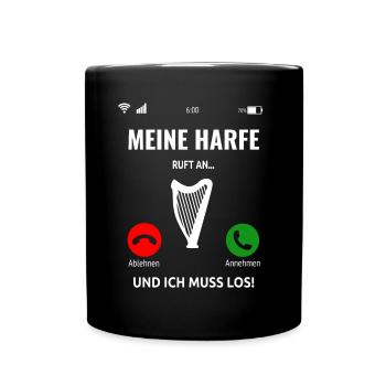Harfenspieler Harfe Musik Saiteninstrument Idee - Tasse einfarbig - Schwarz - Vorne