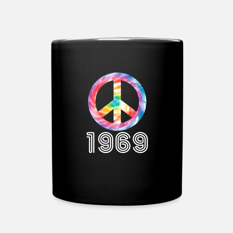 Hippie 1969 Peace Flower Power Love Geschenk - Tasse einfarbig - Schwarz