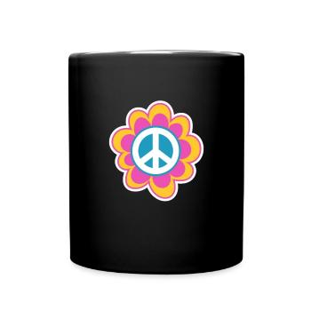 Hippie Peace Flower Power Amour Paix Cadeau - Mug uni - noir - Devant
