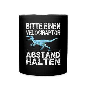 Dinosaurier Velociraptor Raptor Dino - Tasse einfarbig - Schwarz - Vorne