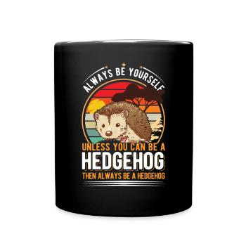 Igel Geschenk Hedgehog - Tasse einfarbig - Schwarz - Vorne