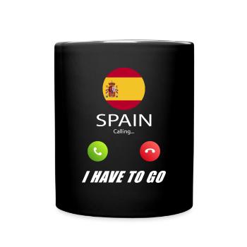 Spanien ruft an Lusiger Flaggen Spruch - Tasse einfarbig - Schwarz - Vorne