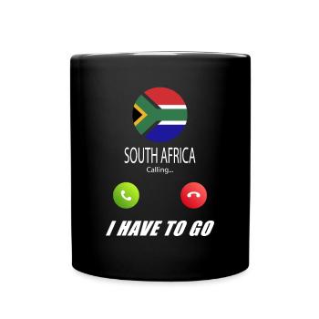 Südafrika ruft an Lusiger Flaggen Spruch - Tasse einfarbig - Schwarz - Vorne