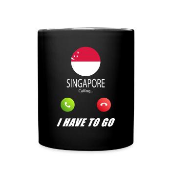 Singapur ruft an Lusiger Flaggen Spruch - Tasse einfarbig - Schwarz - Vorne