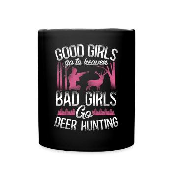 Cerf cerf chasse chasseur fille - Mug uni - noir - Devant
