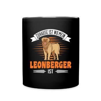 Zuhause ist wo mein Leonberger ist - Tasse einfarbig - Schwarz - Vorne