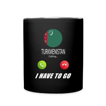Turkmenistan ruft an Lusiger Flaggen Spruch - Tasse einfarbig - Schwarz - Vorne