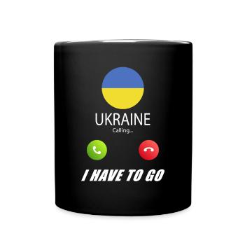 Ukraine ruft an Lusiger Flaggen Spruch - Tasse einfarbig - Schwarz - Vorne