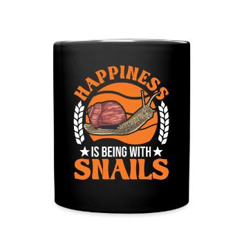 Happiness is being with Snails Snail - Full Colour Mug - black - Front