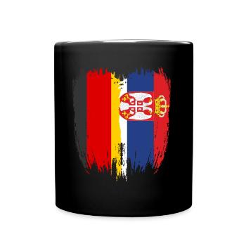 Deutschland Flagge Serbien - Tasse einfarbig - Schwarz - Vorne