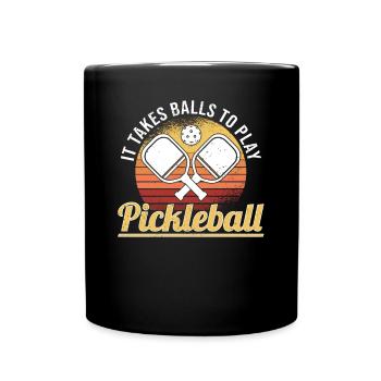 Pickleball Retro Liebe Dinking Pickleballspieler - Tasse einfarbig - Schwarz - Vorne