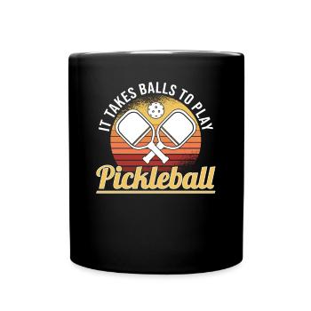 Pickleball Retro Liebe Dinking Pickleballspieler - Tasse einfarbig - Schwarz - Vorne