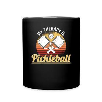 Pickleball Retro Liebe Dinking Pickleballspieler - Tasse einfarbig - Schwarz - Vorne
