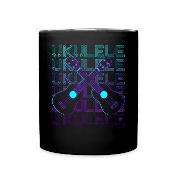 Ukulele Spieler Ukulelist Retro - Tasse einfarbig - Schwarz - Vorne