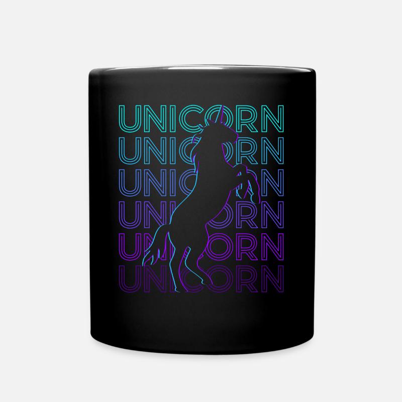 Einhorn Retro - Tasse einfarbig - Schwarz