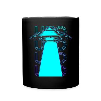 Ufo Alien Abduction Retro - Full Colour Mug - black - Front