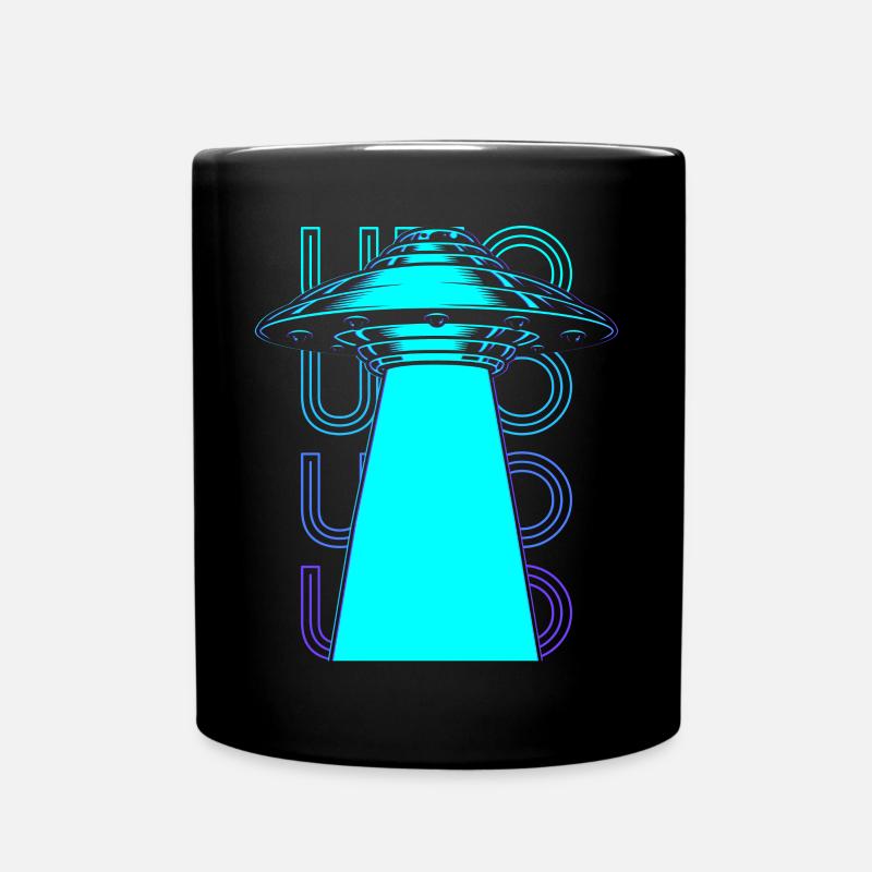 Ufo Alien Abduction Retro - Full Colour Mug - black