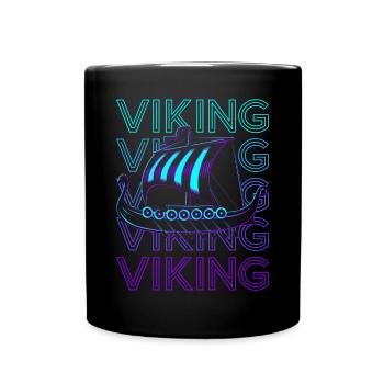 Navire Viking Longship Rétro - Mug uni - noir - Devant