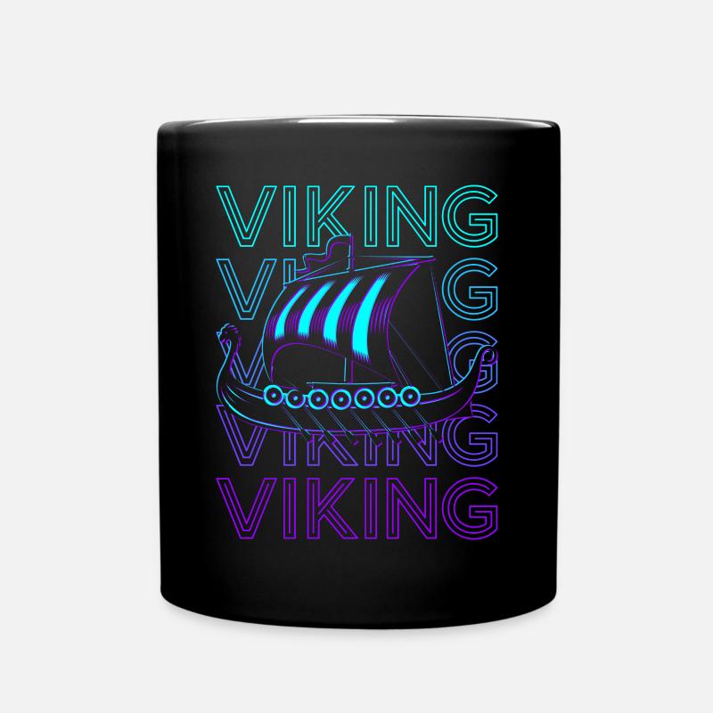 Wikingerschiff Langschiff Retro - Tasse einfarbig - Schwarz