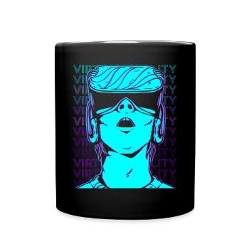 VR Virtual Reality Gamer Retro - Tasse einfarbig - Schwarz - Vorne