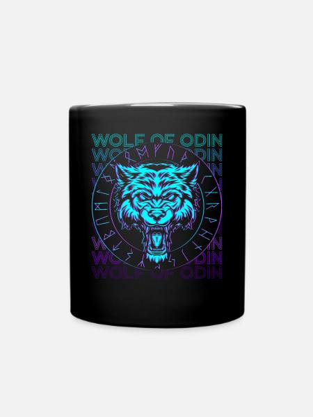 Wolf von Odin Geri Freki Wikinger Nordische Mythol - Tasse einfarbig - Schwarz