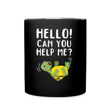 Turtle Funny Turtle Lover - Kannst du mir helfen? - Tasse einfarbig - Schwarz - Vorne