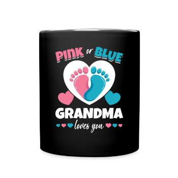 Pink or blue grandma Loves You - Full Colour Mug - black - Front