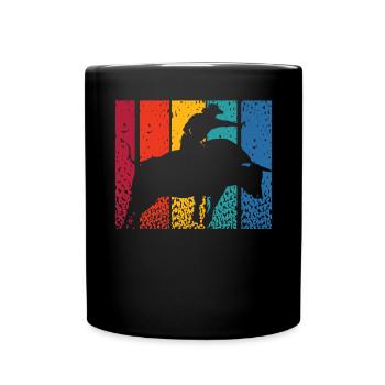 Retro Bull Rider Cowboy Western Rodeo Bull Riding - Full Colour Mug - black - Front