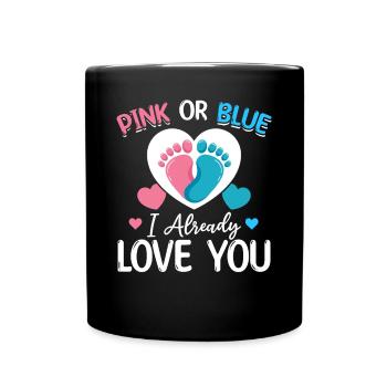 Rosa oder Blau Ich liebe dich schon Neugeborenes - Tasse einfarbig - Schwarz - Vorne