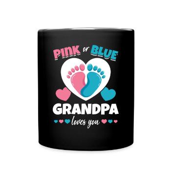 Rosa oder Blau Grandpa Loves You Schwangerschaft - Tasse einfarbig - Schwarz - Vorne