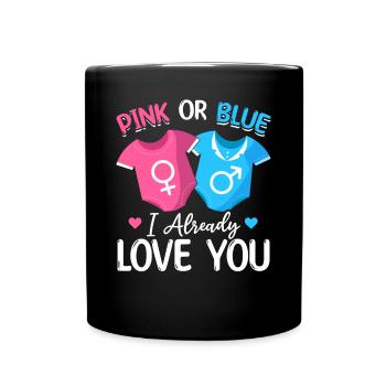 Rosa oder Blau Ich liebe dich schon - Baby - Tasse einfarbig - Schwarz - Vorne