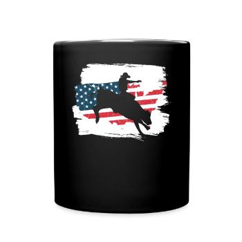 USA Flag Bull Rider Western Rodeo Bull Riding - Full Colour Mug - black - Front
