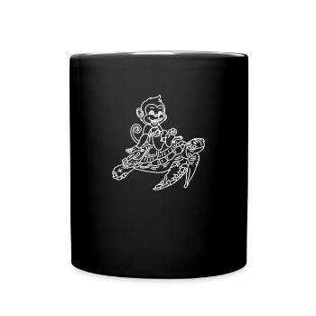 Drôle de tortue singe avec des tortues et - Mug uni - noir - Devant