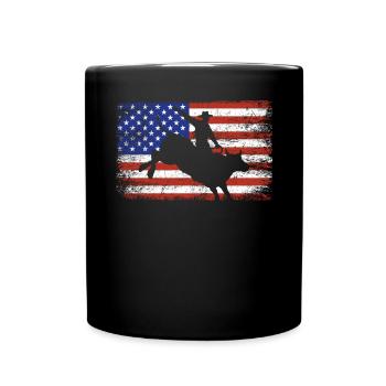 USA Flag Bull Rider Western Rodeo Bull Riding - Full Colour Mug - black - Front