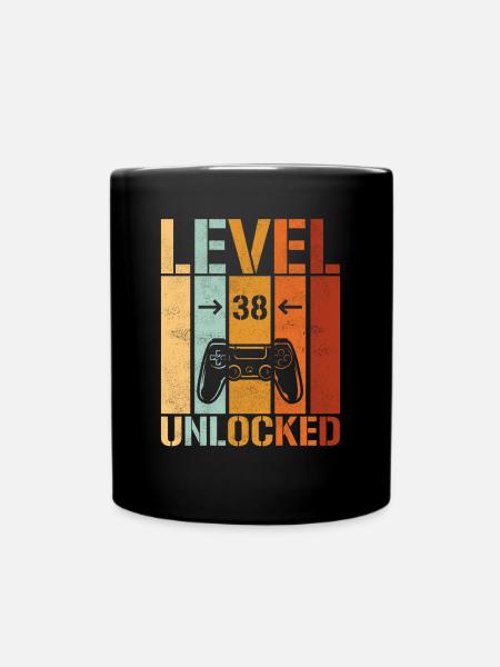 38. Geburtstag Level 38 unlocked - Tasse einfarbig - Schwarz