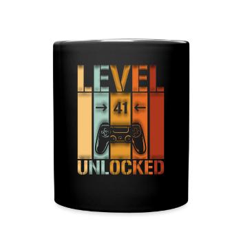 41. Geburtstag Level 41 unlocked - Tasse einfarbig - Schwarz - Vorne