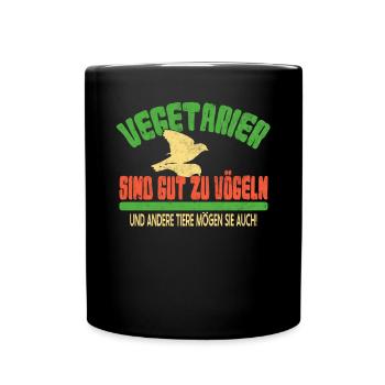 Vegetarier-Veganer sind Gut zu Vögeln Tierfreunde - Tasse einfarbig - Schwarz - Vorne