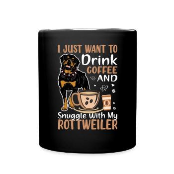 Buvez du café et câlinez-vous avec Rottweiler - Mug uni - noir - Devant