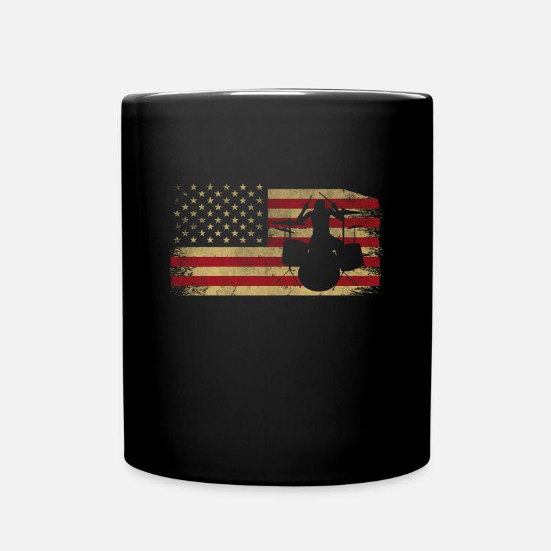 Schlagzeug Batteur Vintage Sunset USA Flag - Mug uni - noir