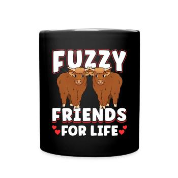 Scottish Highland Cattle Cow - Tasse einfarbig - Schwarz - Vorne