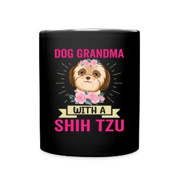Dog Grandma With Shih Tzu Funny Dog Owners - Full Colour Mug - black - Front