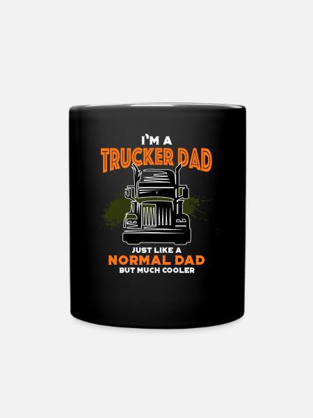 Trucker Dad, Funny Truck Driver Gift Dads Truckers - Full Colour Mug - black