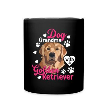 Hund Oma Mit Golden Retriever Lustige - Tasse einfarbig - Schwarz - Vorne