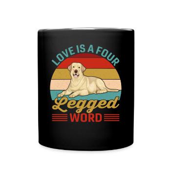 Labrador Retriever Love Four-legged Word Funny - Full Colour Mug - black - Front