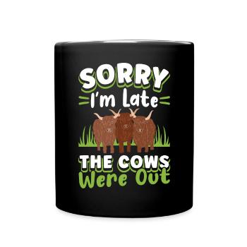 Scottish Highland Cattle Cow - Tasse einfarbig - Schwarz - Vorne